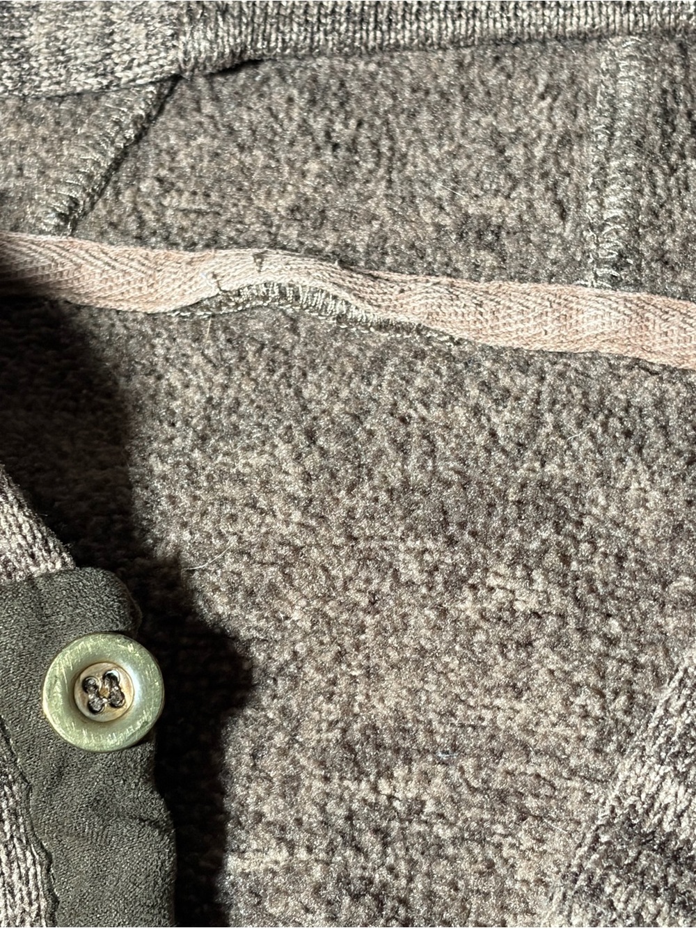 Rogers Classic Sweater Fleece Hoodie Brown Henley Pullover Kangaroo Pocket - Picture 6 of 6